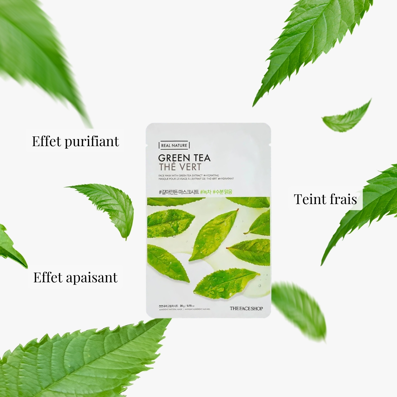 Masque en tissu  Real Nature - Thé vert