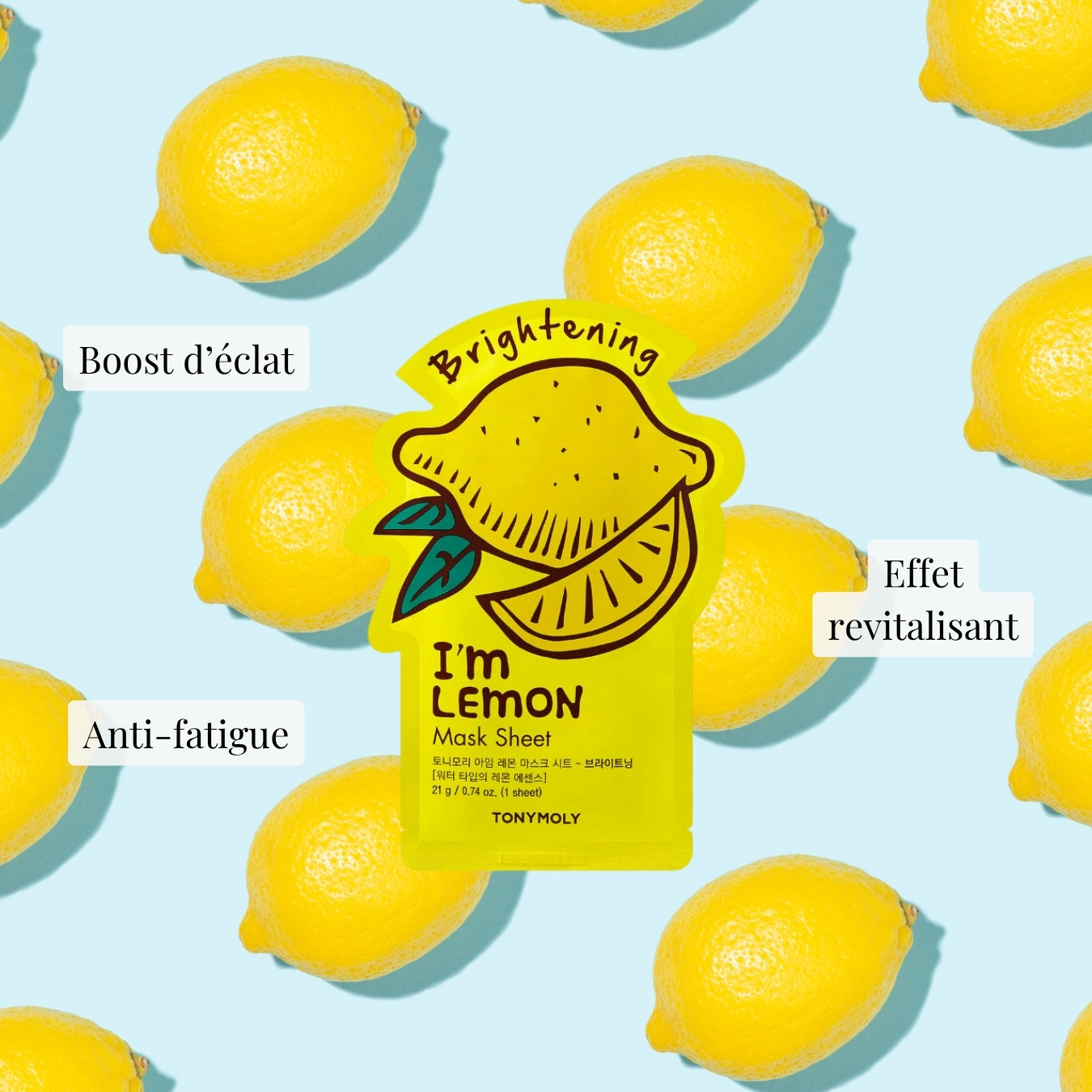 Masque en tissu  I'm REAL - Citron