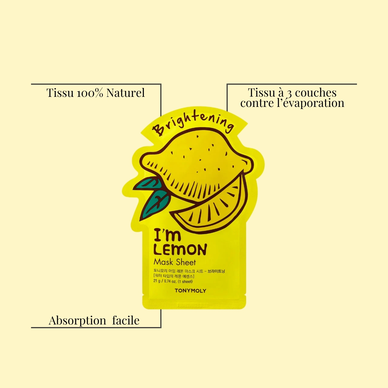 Masque en tissu  I'm REAL - Citron